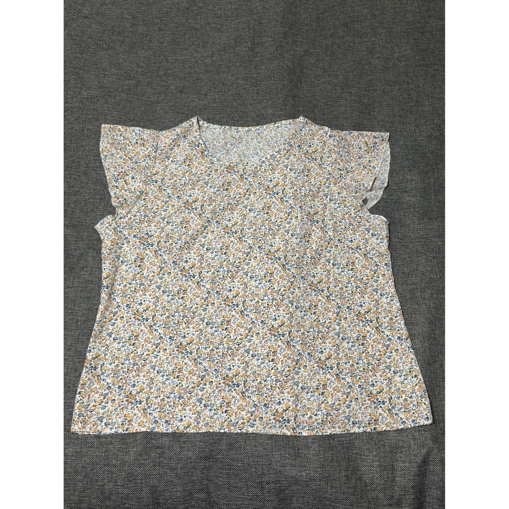 Unbranded Women's XXL Blouse Floral Flutter Sleeve Multi-Color
